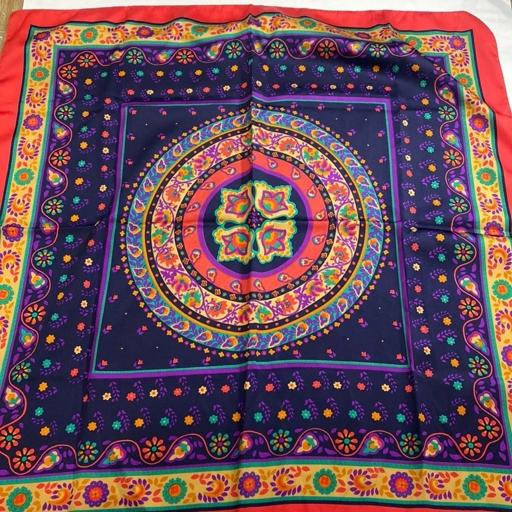 Vintage Challis by Berkshire Scarf Blue Red Italian scarf square‎